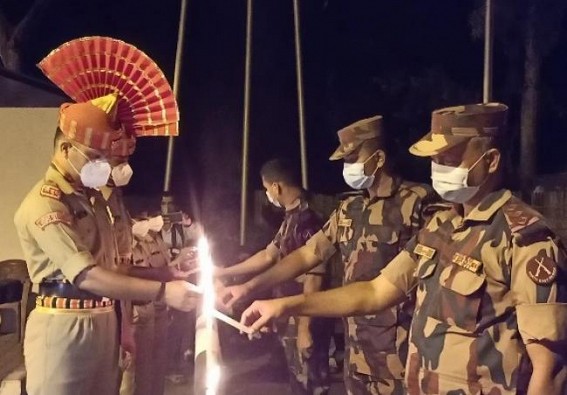 India, Bangladesh Border Security Forces exchanged sweets, lighted candles at Akhaura Border on Diwali India, Bangladesh Border Security Forces exchanged sweets, lighted candles at Akhaura Border on Diwali